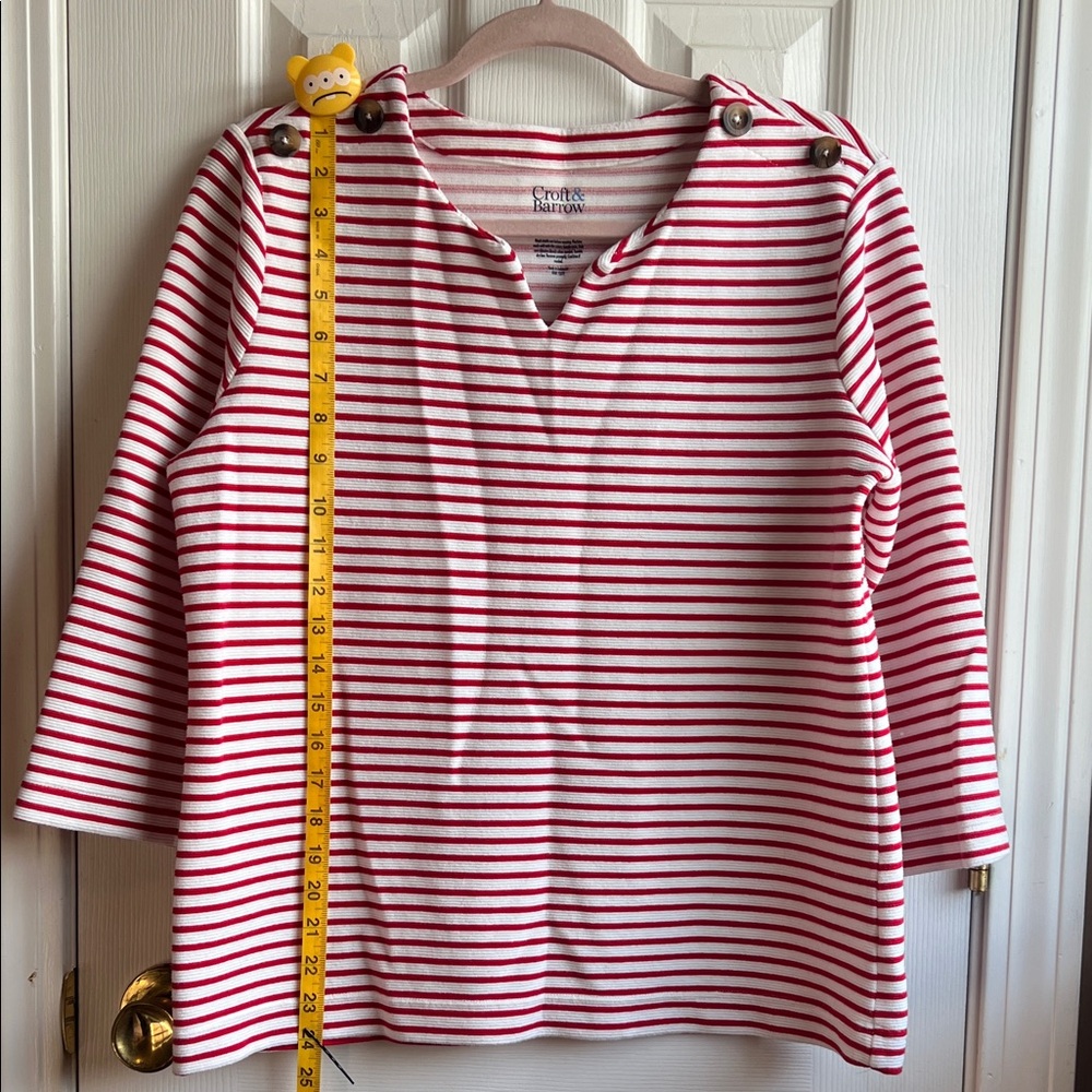 Croft & Barrow Red and White Striped Top - Picture 2 of 9